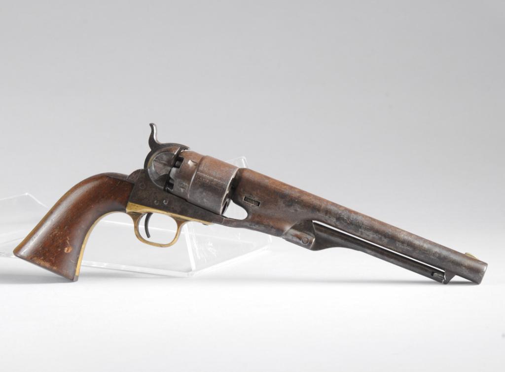 Colt 1860 Army 44 Caliber Revolver: 1860-73 production. Total made: 200500. 7 1/2" barrel. Serial number 121864. Matching numbers. Approx. 13". Provenance: The estate of Fred France.
