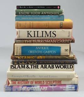 13 Pcs. Books / Booklets, Miscellaneous: To include "The Turkoman Carpet" by George W. O'Bannon, "Islam & The Arab World" edited by Bernard Lewis, "Indian Art of Mexico & Central America" by Miguel Covarrubias, etc. Some may be in English, G