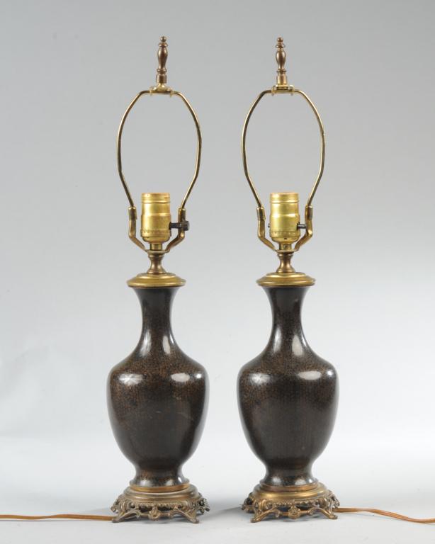 Pair Chinese Cloisonne Vases as Lamps (1 of 4)
