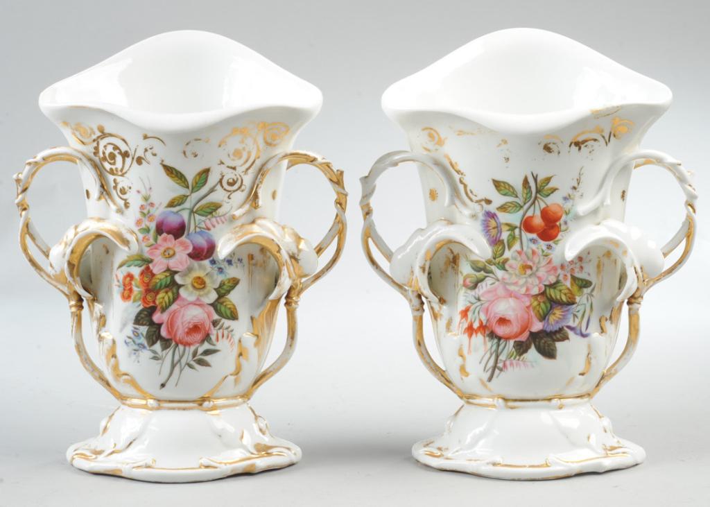Pair of Hand Painted Old Paris Porcelain Vases (1 of 2)