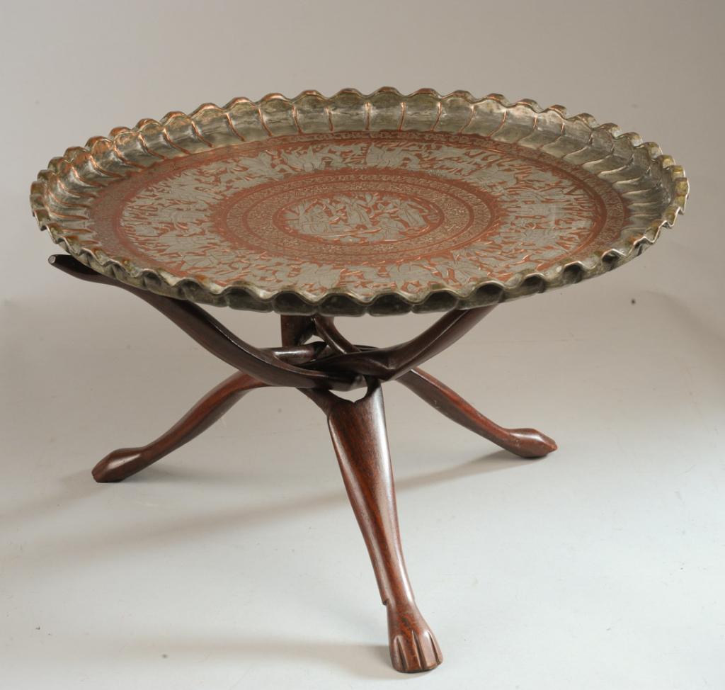 Silver & Copper Cairo Ware Tray Table (1 of 3)