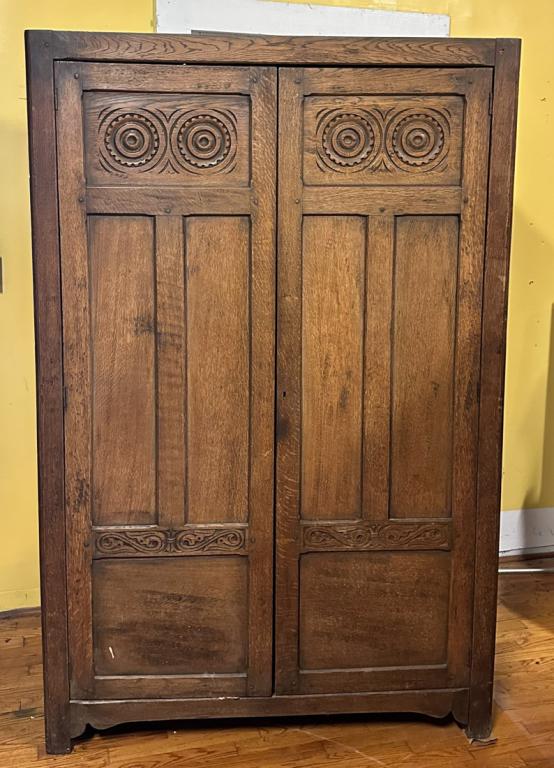 Antique Oak Arts & Crafts Armoire (1 of 4)