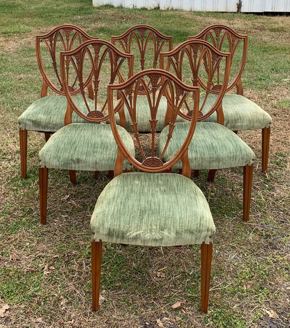 Six Hepplewhite Style Shield Back Side Chairs (1 of 5)