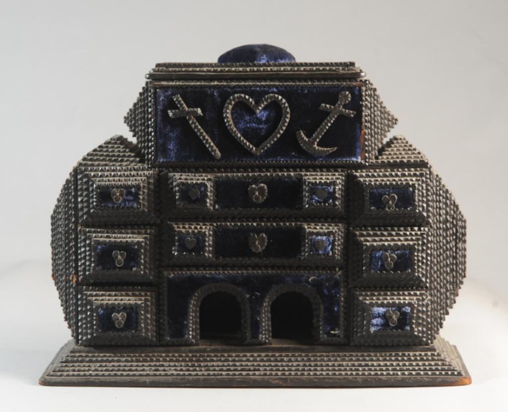 19th C. Tramp Art / Prisoner Made Jewelry Box (1 of 6)