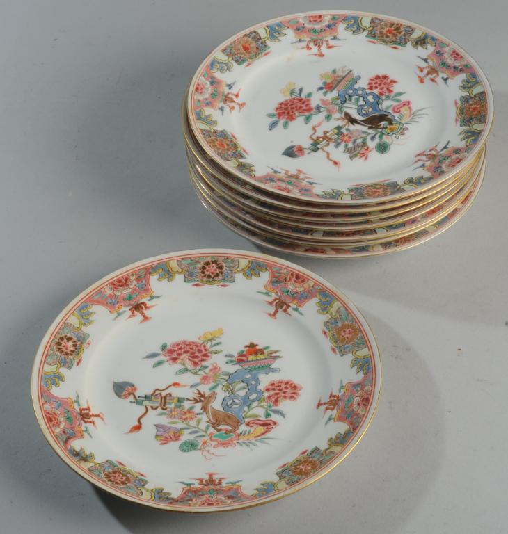 8 Chinese Famille Rose Deer & Flower Plates (1 of 5)
