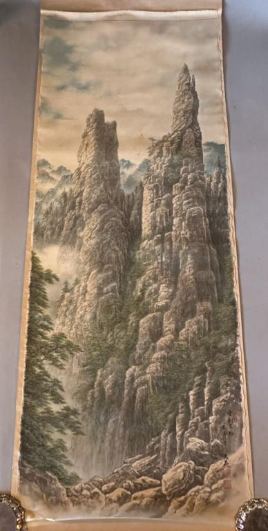Chinese Scroll Painting on Silk (1 of 3)