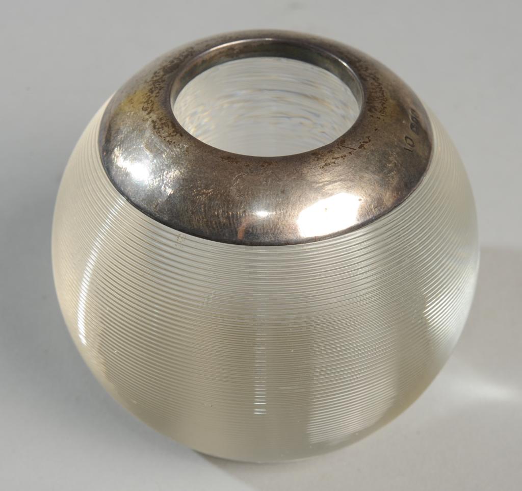 19th C. English Silver Mounted Glass Match Striker (1 of 4)
