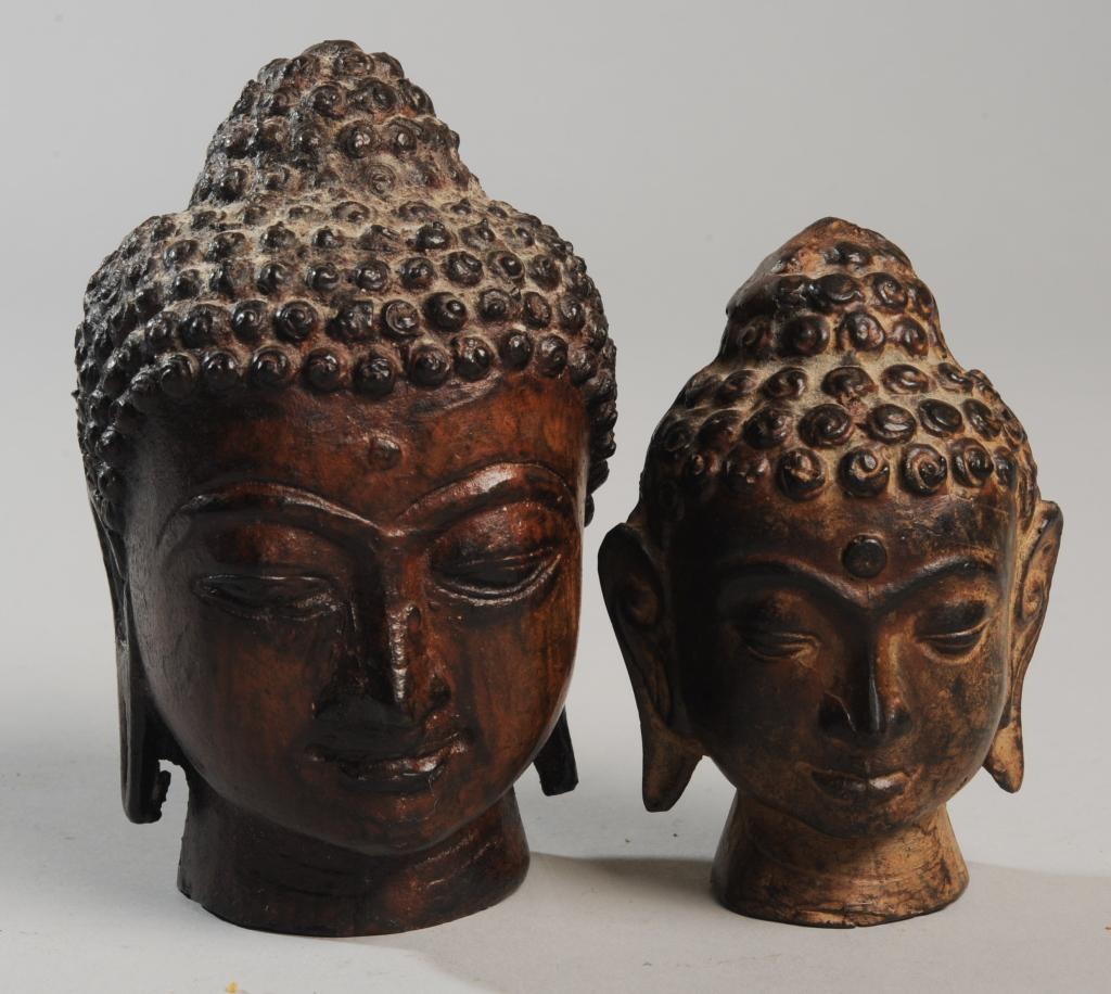 Two Cast Metal Buddha Heads (1 of 4)