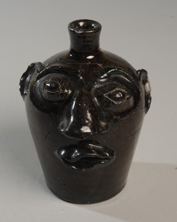 Folk Art Face Jug Stamped: Brown Pottery (1 of 4)
