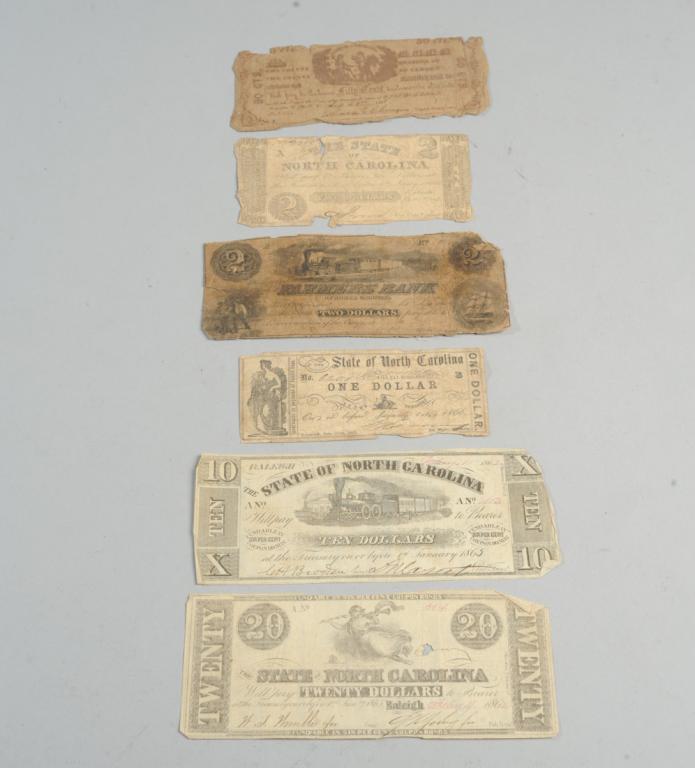 Six North Carolina Confederate Notes (1 of 4)