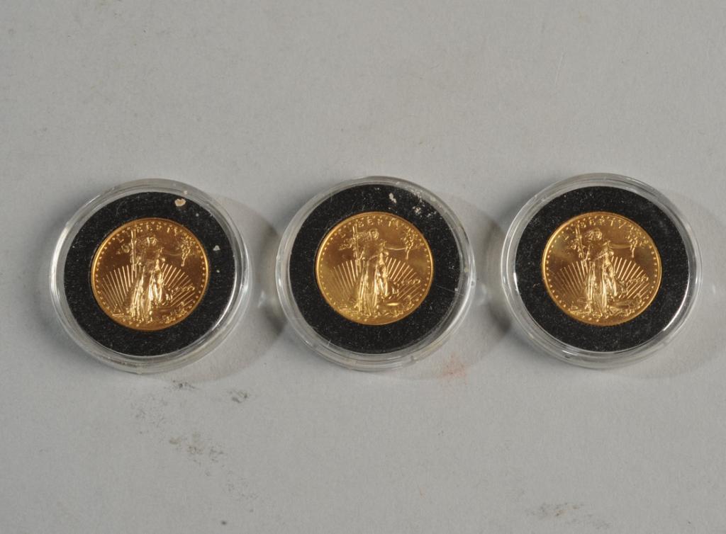 Three 1999 American Eagle 10-Dollar Gold Coins (1 of 2)