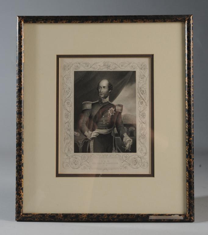 19th C Engraving, Duke of Cambridge by D. J. Pound: c1856 three-quarter length portrait of George William Frederick Charles, Duke of Cambridge (1819-1904), by British artist and engraver Daniel John Pound, (1820-1894.) Grandson of King George and a cou