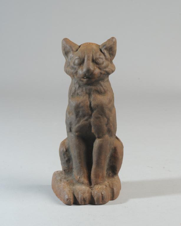Cast Iron Cat Doorstop: Seated figure, in as-found condition.H: approx. 9 1/2".W: approx. 4 1/2".