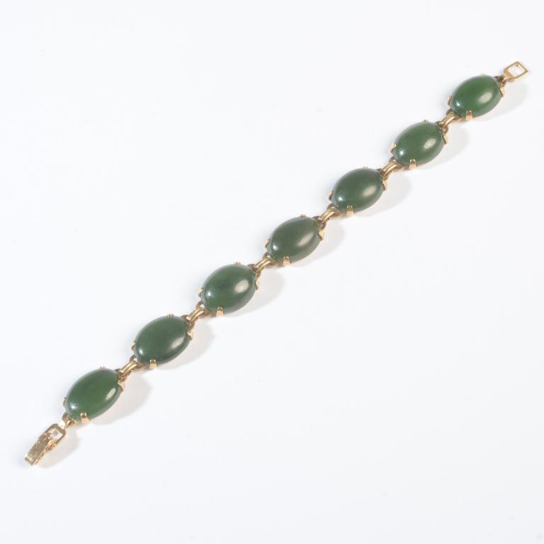 14K Gold & Jade or Hardstone Bracelet (1 of 4)