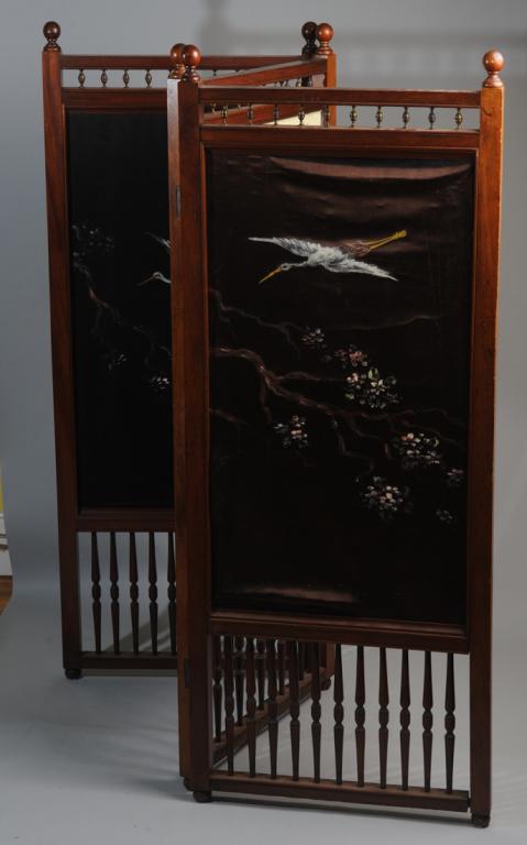 Antique Painted Fabric Screen (1 of 8)