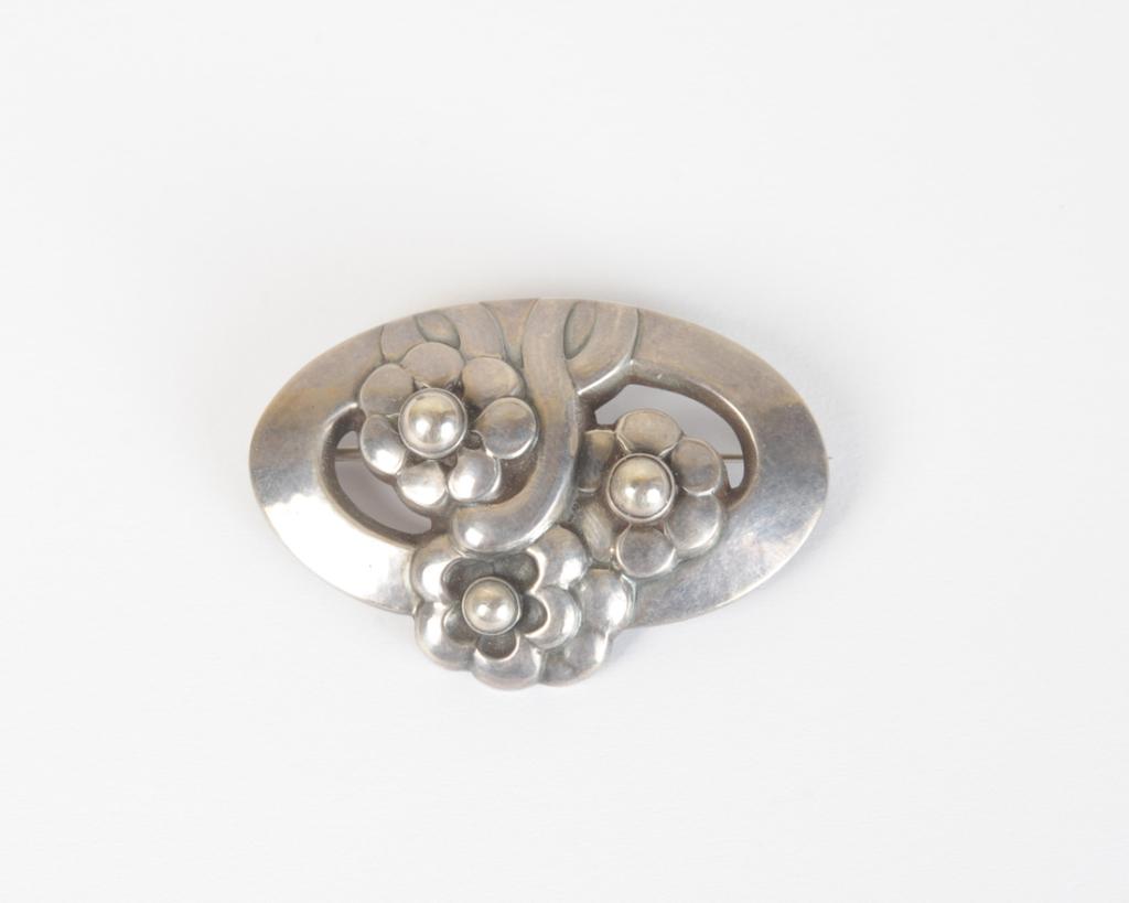 Georg Jensen Sterling Silver Brooch: Approx. 1 7/8" x 1 1/4".Weight: approx. 0.48 ozt.