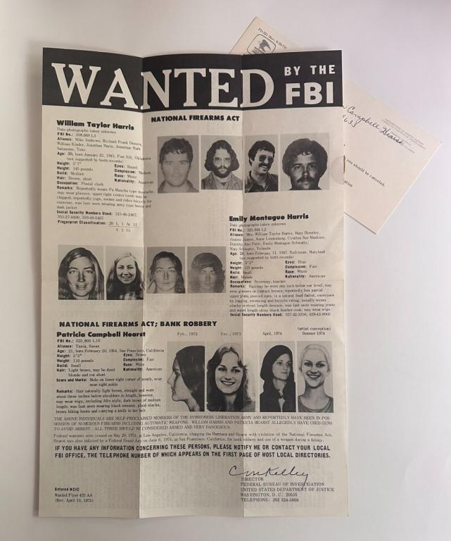 Original FBI Wanted Poster Patty Hearst (1 of 4)