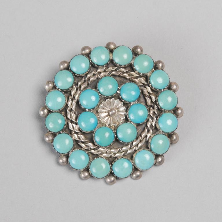 E. Wyaco Zuni Silver & Turquoise Brooch (1 of 2)