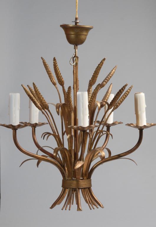 Vintage Tole Wheat Sheaf Chandelier (1 of 4)