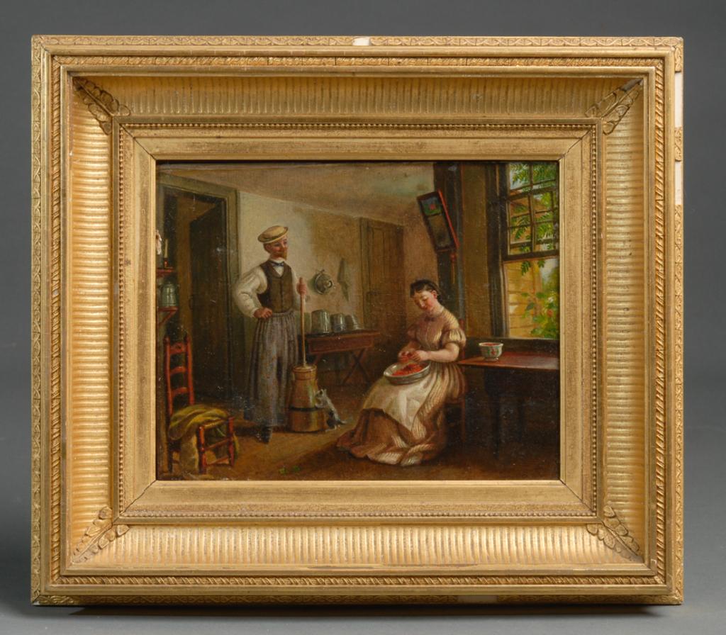 19th C. Oil on Canvas, Domestic Interior (1 of 3)