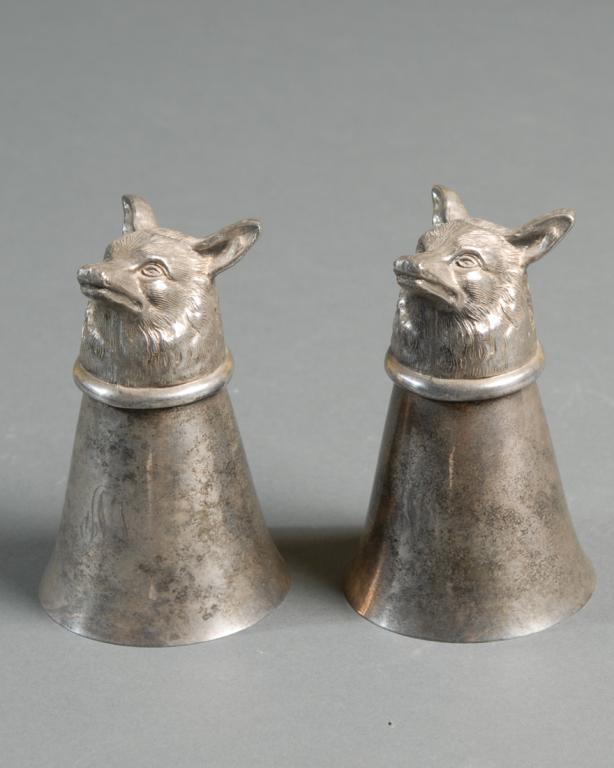 Two Leonard Silverplate Fox Head Stirrup Cups (1 of 3)