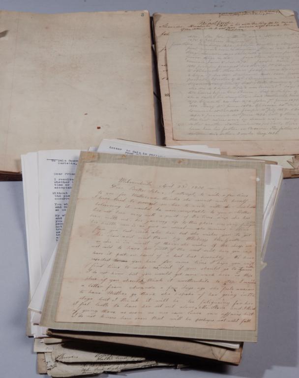 Sala Bosworth Letters, Genealogical Papers: Large cache of original and transcribed 19th century letters and notes pertaining to the Bosworth family. The original letters are mostly addressed to American artist Sala Bosworth, (1808-1889), most 