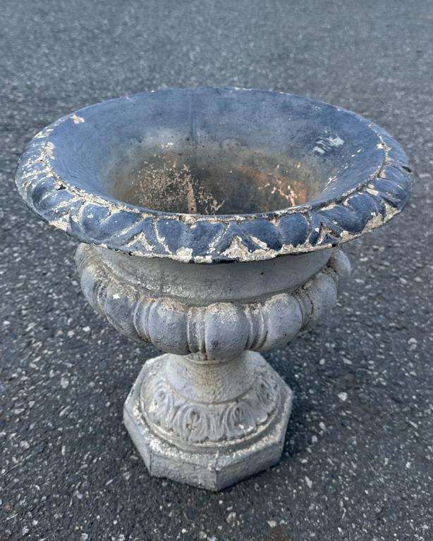 Antique Painted Cement Garden Urn (1 of 3)