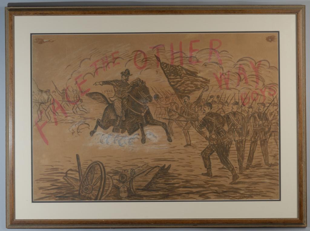 Large 19th C. Drawing, Civil War, Gen. Grant (1 of 8)