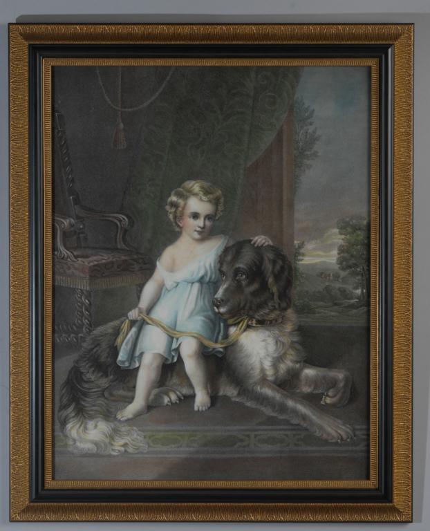 19th C. Steel Engraving, Child and Dog (1 of 2)