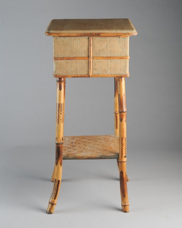 Antique Rattan & Bamboo Sewing Stand (1 of 3)