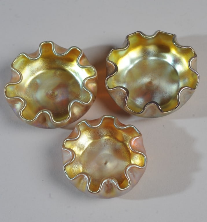 Three Tiffany Favrile Nut Dishes or Open Salts (1 of 7)