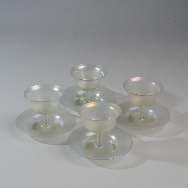 4 Steuben Verre de Soie Sherbets & Underplates (1 of 4)