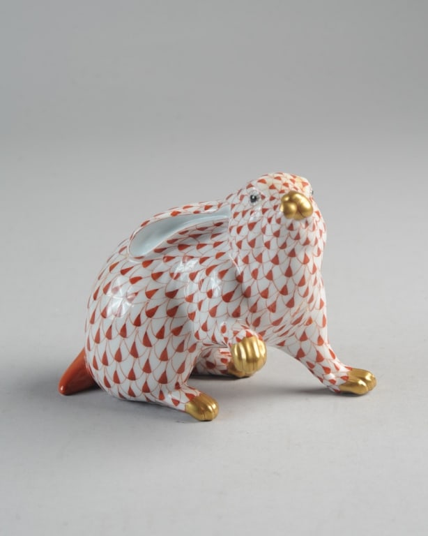 Herend Red Fish Scale Rabbit  # 5335 (1 of 4)