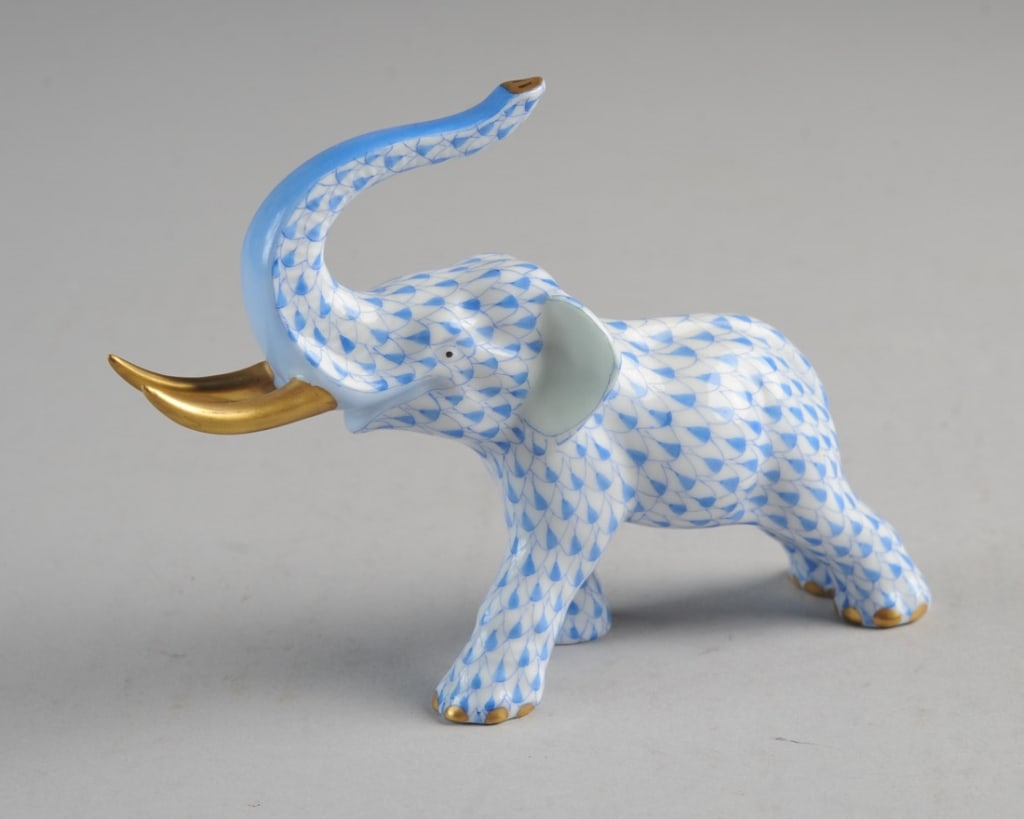 Herend Blue Fish Scale Elephant (1 of 4)