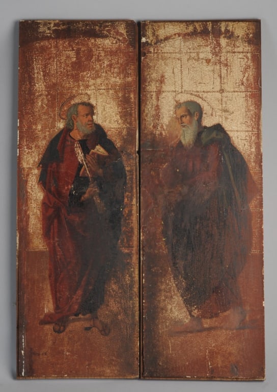 Pair Oil on Panel, St. Peter and St. Paul (1 of 8)