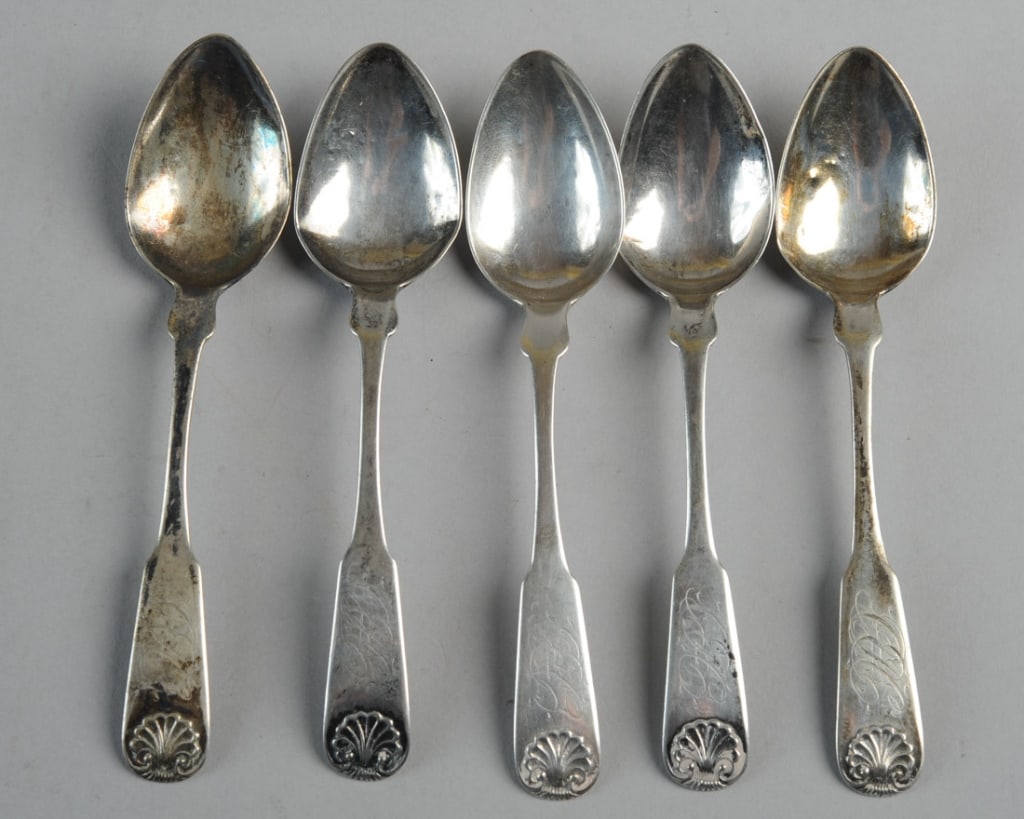 Five Pentfield & Co. Southern Coin Silver Spoons (1 of 3)