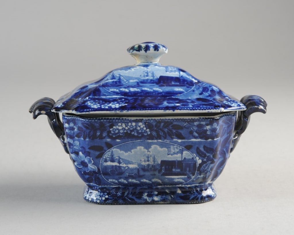 Historical Blue Staffordshire Landing of Lafayette (1 of 9)