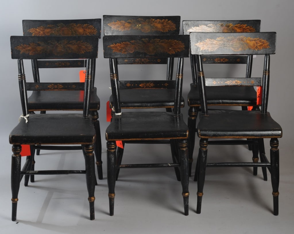 Six Antique Binford & Porter Painted Fancy Chairs (1 of 6)