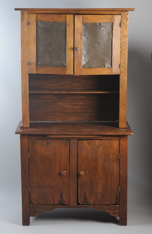 19th C. Chestnut Step-Back Cupboard / Pie Safe (1 of 8)