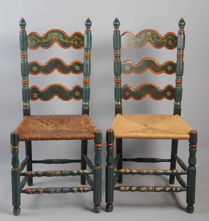Pair European Paint Decorated Side Chairs (1 of 5)