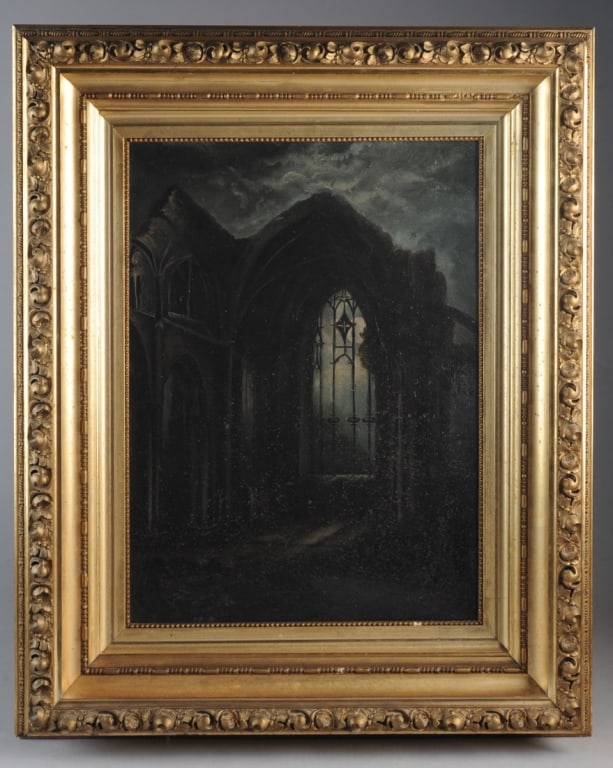 Framed Vintage or Antique Painting of Gothic Ruins (1 of 3)
