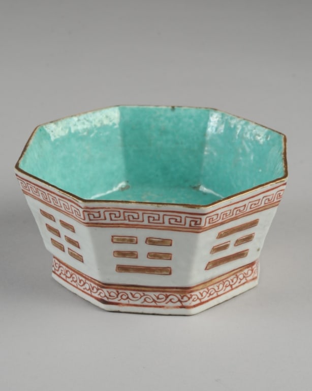 19th C. Chinese Octagonal Trigrams Bowl, Tongzhi (1 of 4)