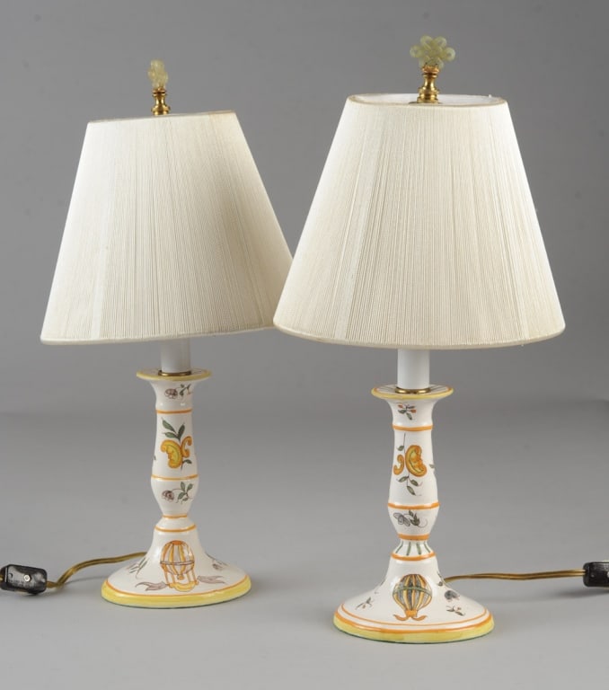 Pair Small French Faience Lamps (1 of 5)
