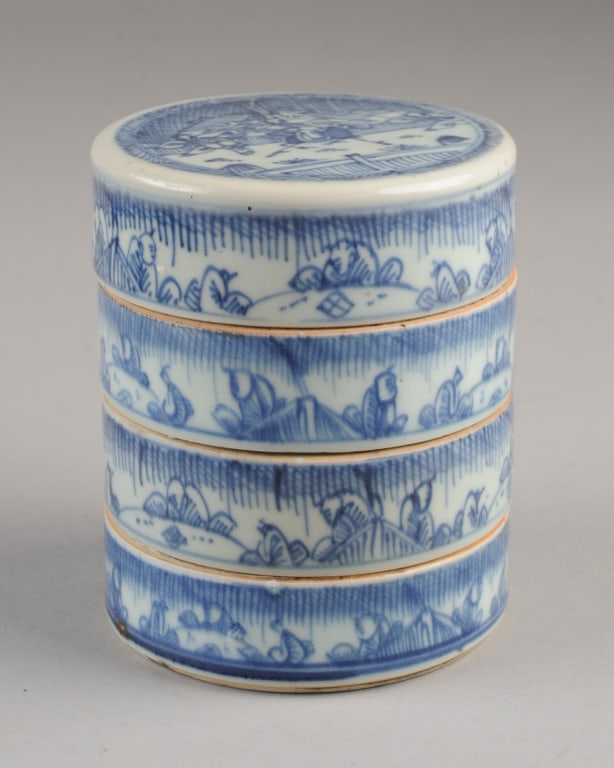 Chinese Blue & White Stacking Boxes (1 of 8)