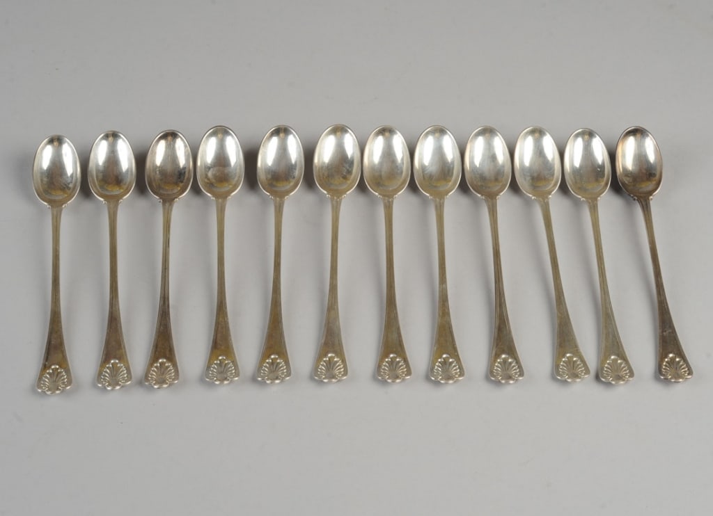 Twelve English Sterling Silver Ice Tea Spoons (1 of 7)
