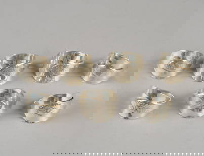 7 Sterling Silver Spoon Napkin Rings: Monogrammed, marked Gorham. Total weight: approx. 4.88 ozt.