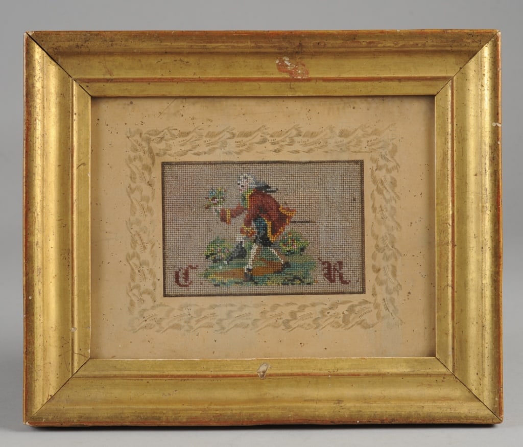 19th C. Micro Beadwork and Cut Paper Picture (1 of 2)