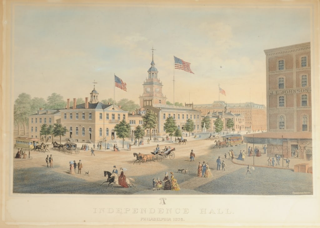 19th C. Independence Hall Color Lithograph (1 of 6)