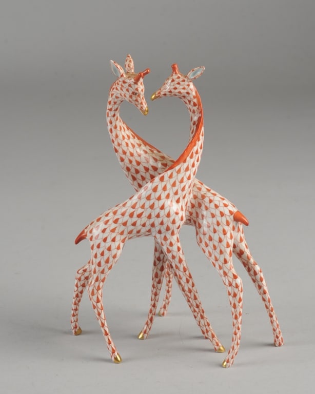 Herend Porcelain Fishnet Giraffe Pair (1 of 6)