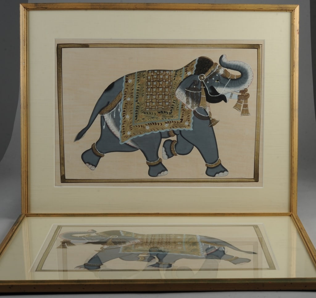 Pair Indian Paintings of Royal Elephants (1 of 4)